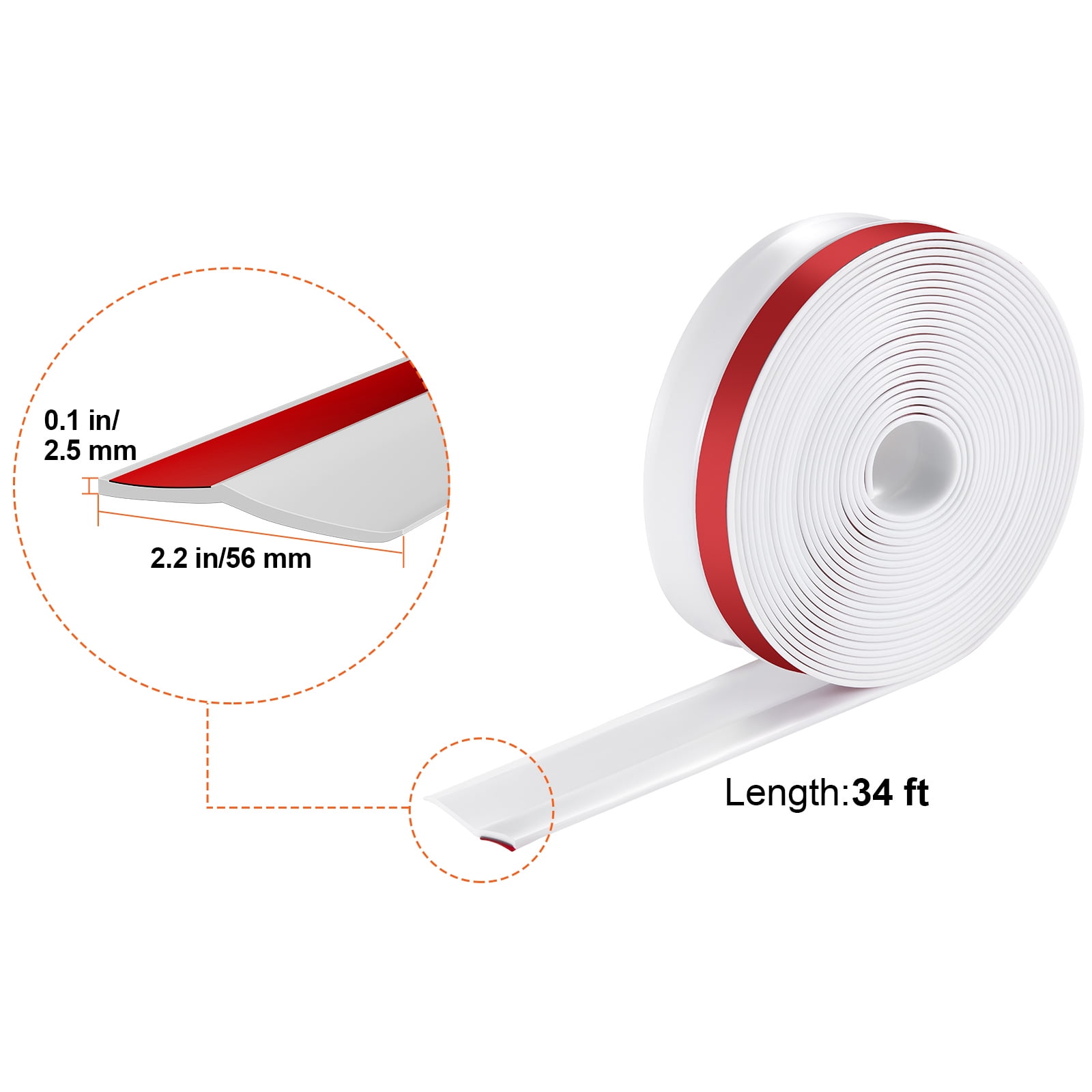 VEVOR Garage Door Seal Top and Sides Seal Strip, 34 FT Universal Weather Stripping Replacement Soft and Hard Composite, Weatherproofing Garage Door TPE Seals with Adhesive Backed and Screws, White