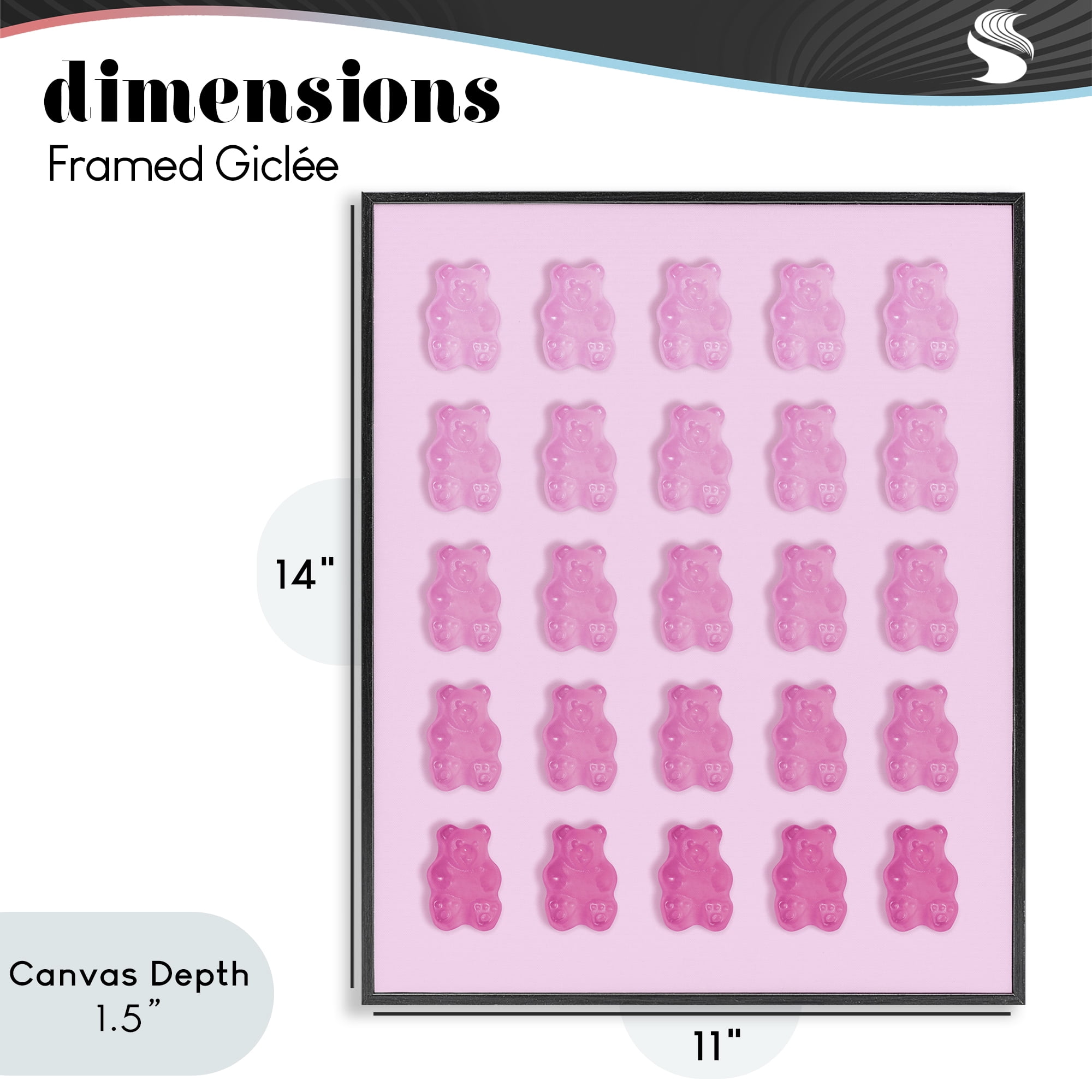 Stupell Industries Gradient Pastel Pink Bears Black Framed Giclee Art, design by LISH Creative