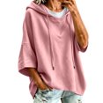 thumbnail image 2 of Xdegoge Womens Short Sleeve Hoodies Casual Loose Fit Lightweight Drawstring Sweatshirts Comfy Basic Tunic Fall Summer Pullover Tops, 2 of 6