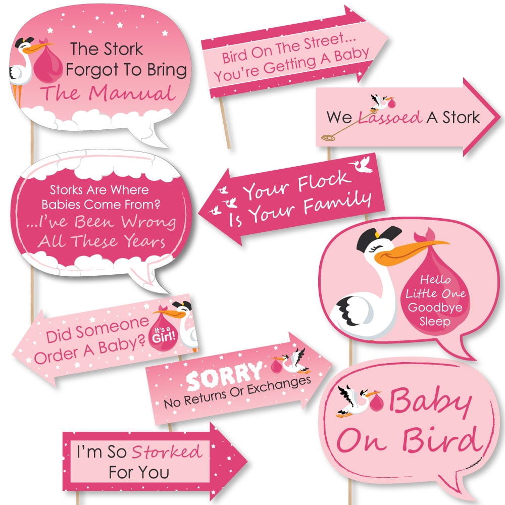 Big Dot of Happiness Funny Girl Special Delivery - Pink It's a Girl Stork Baby Shower Photo Booth Props Kit - 10 Piece Big Dot of Happiness Funny Girl Special Delivery - Pink It's a Girl Stork Baby Shower Photo Booth Props Kit - 10 Piece