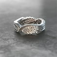 thumbnail image 3 of harmtty Men Ring Silver Color Retro Vintage Polished Punk Gift Hypoallergenic Angel Wing Finger Ring Fashion Jewelry,Silver, 3 of 7