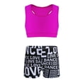 thumbnail image 2 of renvena Girls' Athletic 2 Pieces Dance Sports Outfits Racer Back Crop Top and Booty Shorts Gymnastics, 2 of 7