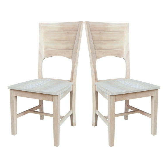 Canyon Collection Set of Two Wood Solid Back Chairs in Unfinished
