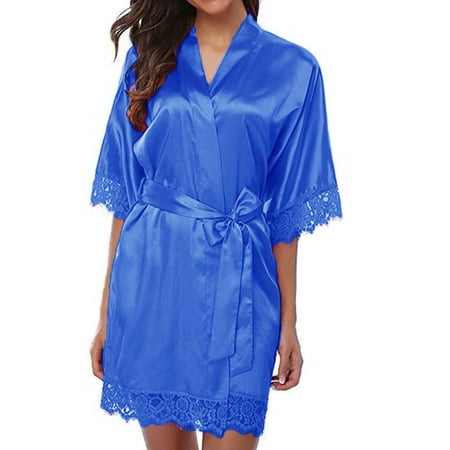

Women Sexy Lingerie Sleepwear Silk Lace Robe Dress Nightgown Bathrobes