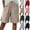 01-Khaki, variant on Womens Shorts Cotton Linen Shorts Summer Pants Knee Length Bermuda Loose Fit Side Slit Shorts Baggy Casual Elastic Waist Culottes with Pockets Sports Work Travel Holiday