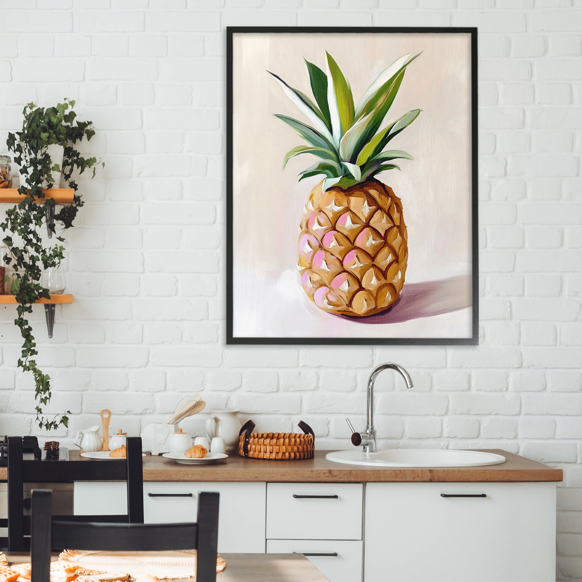 Stupell Industries Pastel Pineapple Tropical Fruit Black Framed Giclee Art, design by The Prints Vibe