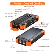 JIUMESS 42800mAh Solar Power Bank 15W Fast Charging with Cables, Solar Charger Compatible for iPhone/Android Phone