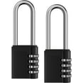 thumbnail image 1 of 4 Digit Outdoor Waterproof Long Combination Lock, Set of 2 Small Black Combination Padlock, 1 of 5