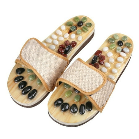 

1 Pair Massage Slippers Foot Massager Shoes Shiatsu Relax Sandals with Cobblestone Stones 38