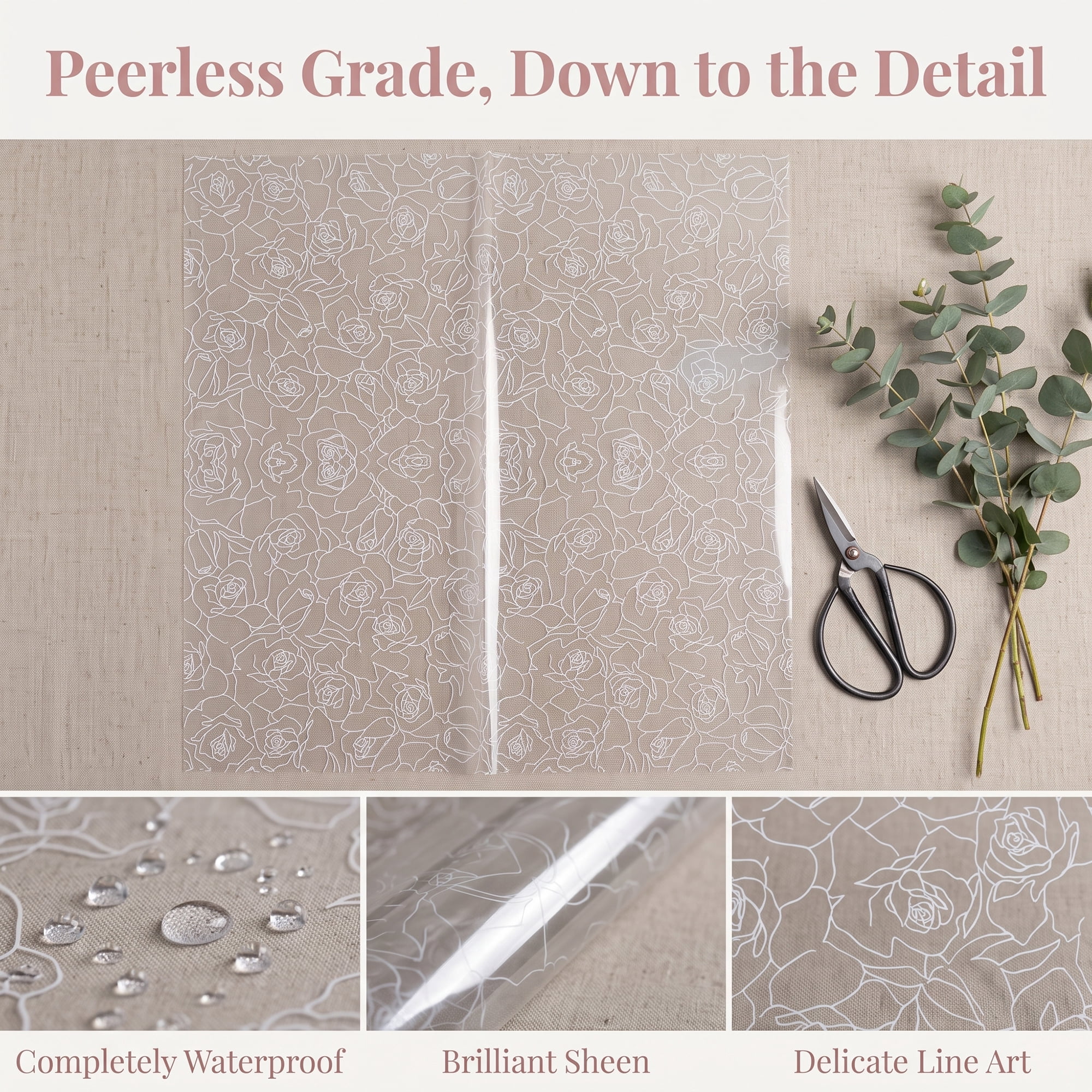 Unique Bargains Gift Wrapping Paper with Rose Pattern for Arrangements White 22"x 22"