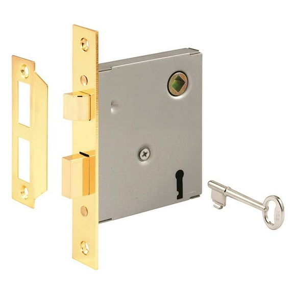 Vintage Style Mortise Lock Assembly, 5-1/2 in. Face Plate, Brass Plated Steel