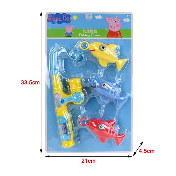 Juego de pesca de Peppa Pig para niños, casa de juego de Educación Temprana, emulación de agua, caña de pescar, regalos de peces pequeños, juguete para niños