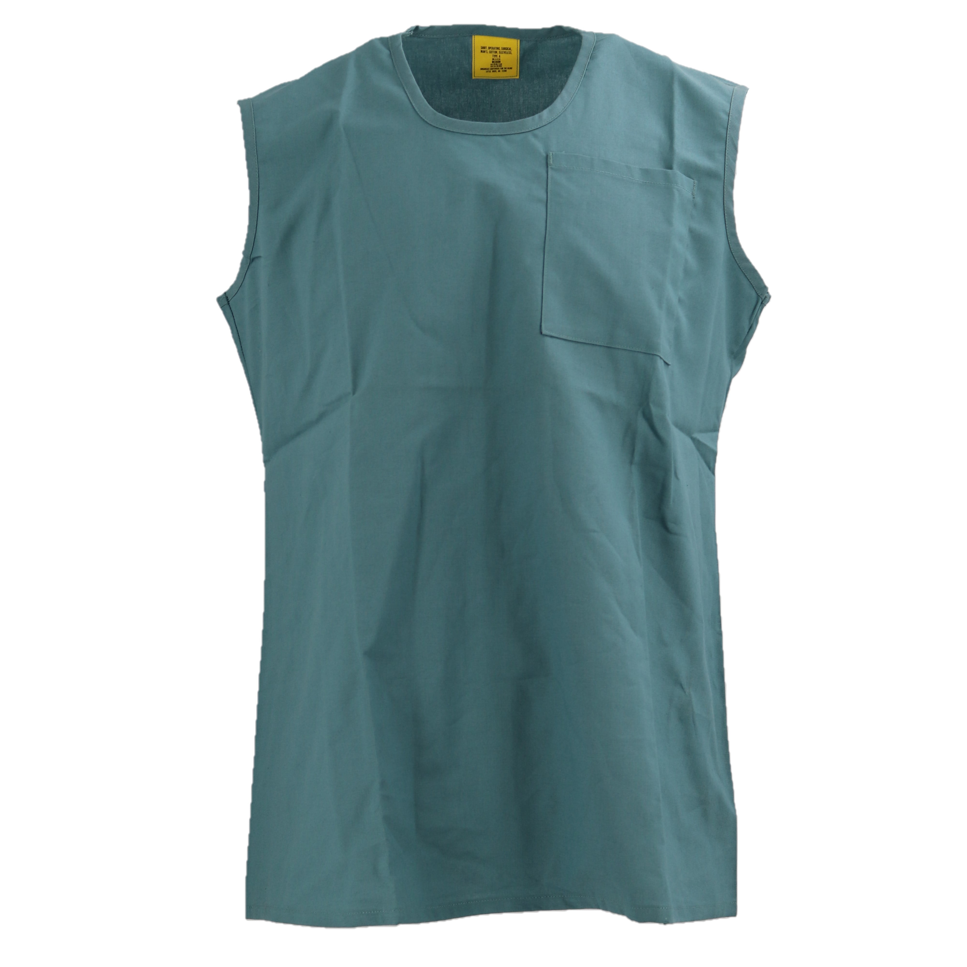 New US GI Vietnam Era Men's Sleeveless Surgical Shirt/Scrub Top, Cyan Blue, Medium