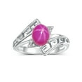 thumbnail image 1 of RYLOS Rings for Women 14K White Gold Greek Key Designer Ring 9X7MM Gemstone & Diamond Ring July Star Ruby Jewelry  Size 9, 1 of 7