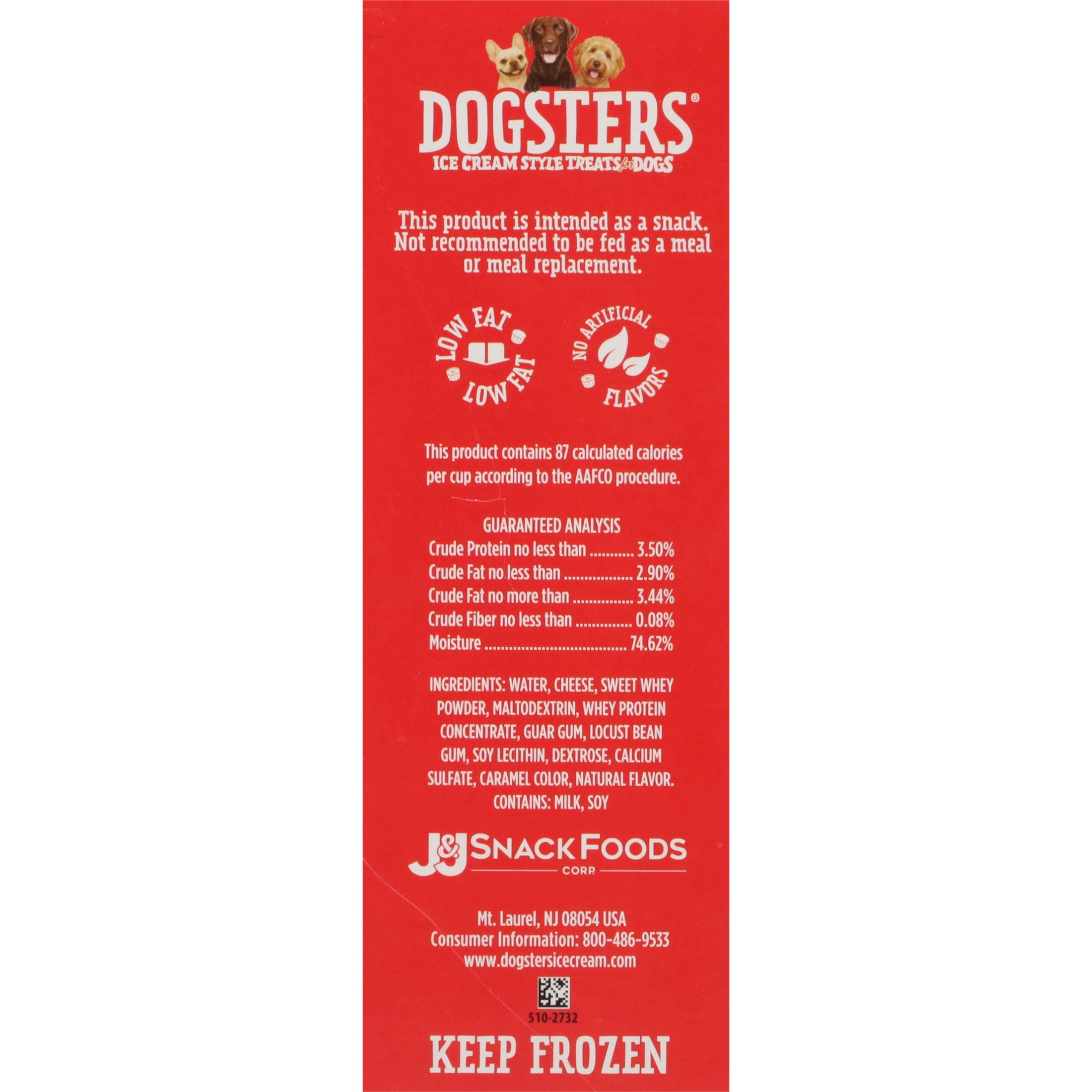 Dogsters Ice Cream Style Cheesy Bac'n Flavor 3.5 fl oz Cup, 4 Count