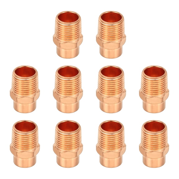 Uxcell 10 Pcs 3/8" Male Adapter Fitting with C x M Connections, Copper Pipe Fittings