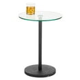 thumbnail image 5 of mDesign Metal/Glass Round Accent Side/End Drink Table, Clear/Black Marble Print, 5 of 6