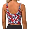 thumbnail image 3 of Vsdgher Palm Tree Pattern on Red Print Women Sleeveless Athletic Tank Top Built-in Bra Camisole Sports Vest for Yoga Running Fitness Exercise with Removable Pads, 3 of 8