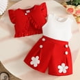 thumbnail image 2 of GXWEA Cute Baby Girl Outfit 3T Toddler Girl Clothes Summer Toddler Girl Clothes Baby Girl Sleeveless Shirt Shorts Set Cute Outfits, 2 of 9