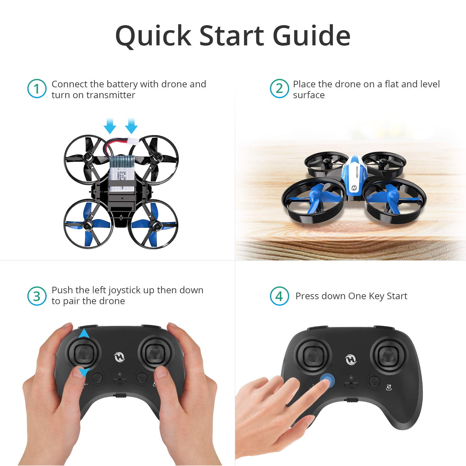 Holy Stone HS210 Mini Drone RC quadcopter Helicopter 3batteries for Kids 2Colors