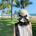 thumbnail image 5 of 54-58 cm sombrero circunferencia sombrero femenino verano al aire libre playa grandes aleros protector solar sombrilla sombrero de paja pajarita plegable, 5 of 5