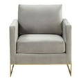 thumbnail image 3 of Lincoln Velvet Accent Armchair With Gold Frame - Light Grey, 3 of 7