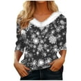 thumbnail image 2 of Lroveb Christmas Shirts for Women Holiday Tops Long Sleeve Faux V Neck T Shirt Xmas Tree Snowflakes Graphic Top Loose Blouse Graphic T Shirts, 2 of 4