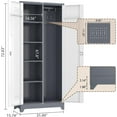 thumbnail image 3 of Garage garage Storage storage Organizer Tool GREATMEET 72'' Metal Utility Cabinet with Pegboard & Hanging Bars, Double Door Cleaning Supply Adjustable Shelves, Tall Janitor Cabinet, Gray White, 3 of 3