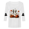 thumbnail image 5 of CAICJ98 Women Halloween Shirt 3/4 Sleeve V Neck Shirts Fall Halloween Funny Ghost Pumpkin Graphic Length Sleeve Top Spooky Season Tees (White,S), 5 of 5
