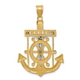 thumbnail image 4 of Finest Gold 14K Two-Tone Diamond-Cut Mariners Cross Pendant, 4 of 4