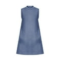 thumbnail image 4 of Dress for Women 2024 Summer Sleeveless Turtleneck Dress Casual A Line Tank Dress With Pockets Womens Loose Sundress, 4 of 7