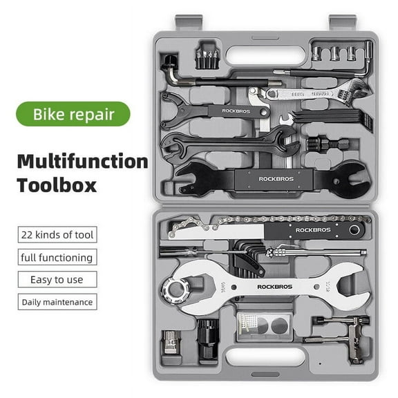 ROCKBROS Bike Tool Kit 44Pcs Bicycle Repair Tool Box Maintenance Tool Set with Multifunction Tool for Repair Tyres Brakes Chains Pedals Mountain Road Bike