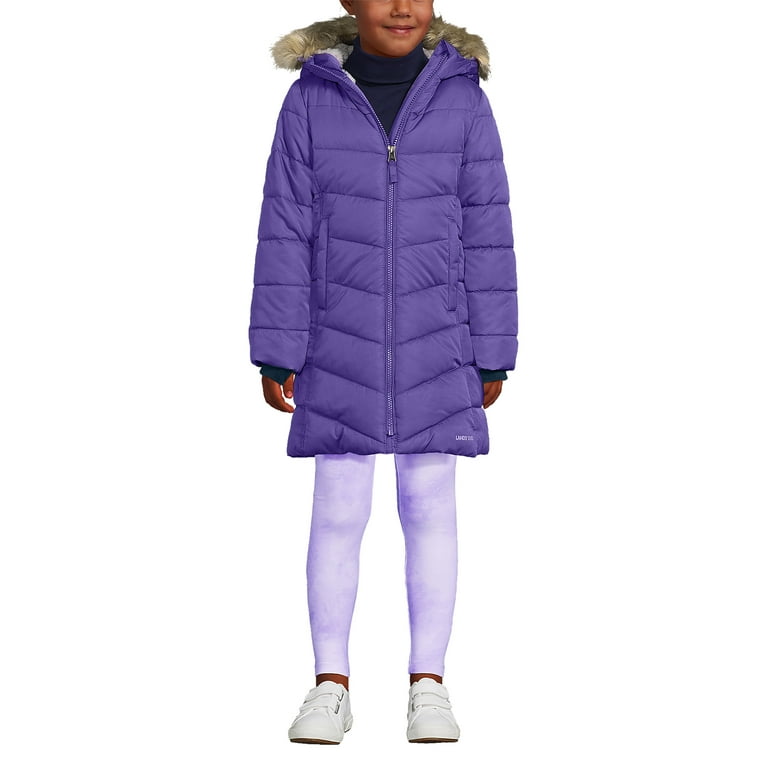 Lands End Girls Winter Fleece Lined Down Alternative ThermoPlume