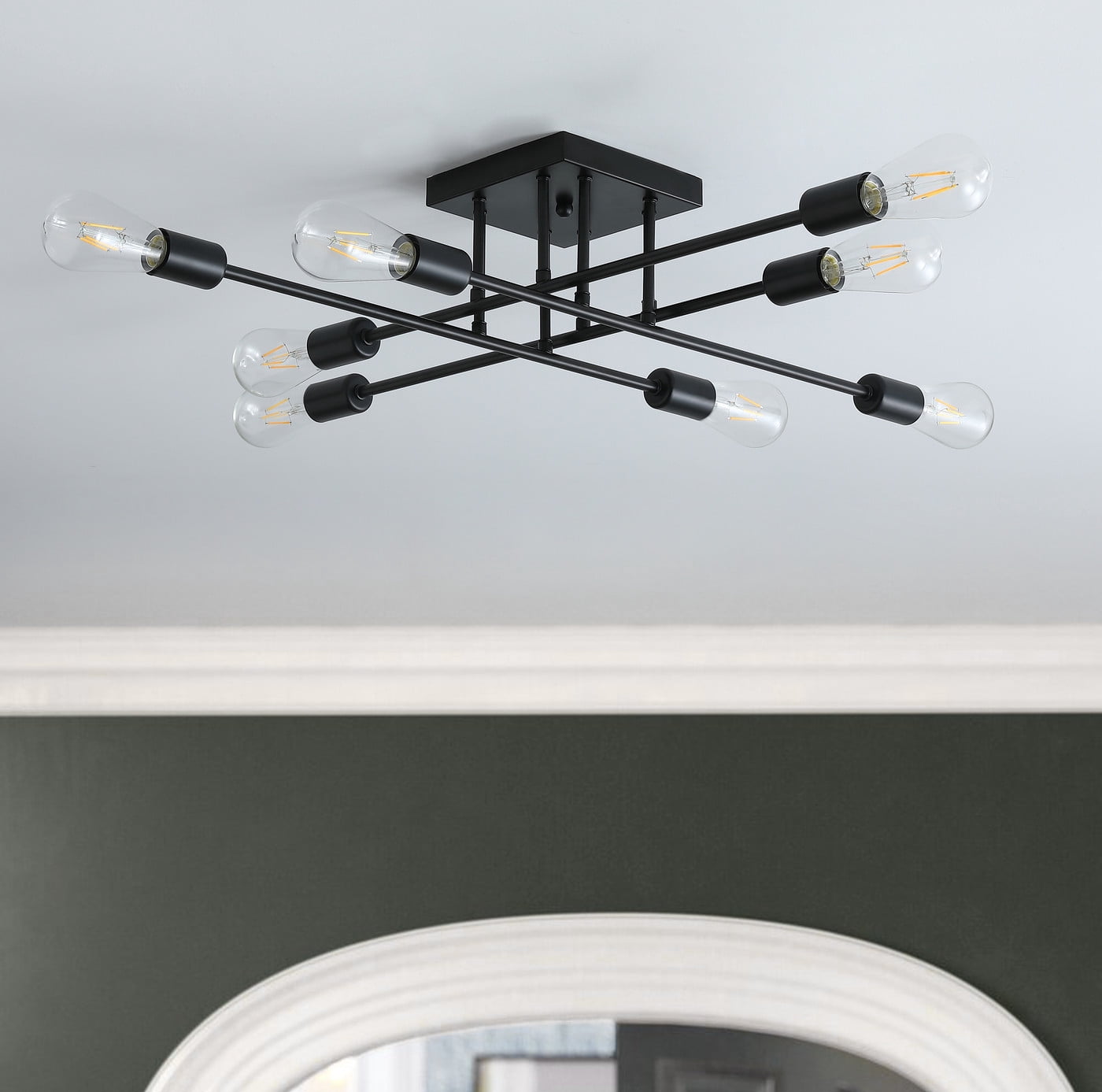 Aiwen 8-light Sputnik Semi-flush Mount Ceiling Lamp Modern Chandelier Lamp Fixture