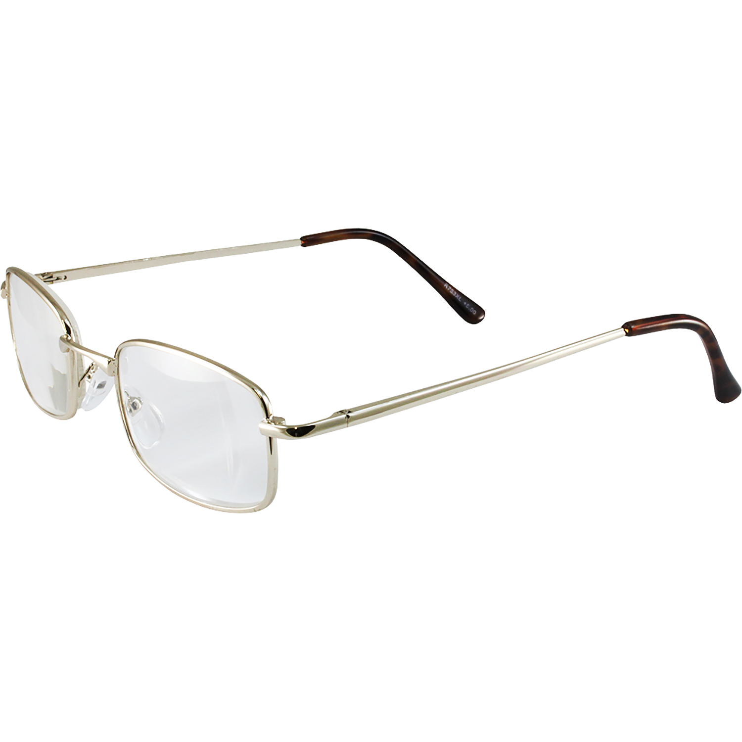 Men's HighPowered Reading Glasses Gold Frame and Brown Case +6.00