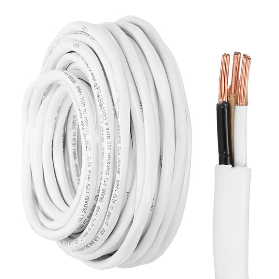 Uxcell 14/2 NM-B Wire with Ground, 50Ft 14AWG 600V UL-Listed Pure Copper Wire 2 Conductor Non-Metallic Sheathed Electrical Cable for Residential Commercial Indoor Wiring(White)