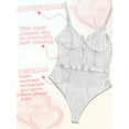 thumbnail image 6 of popiv Women's Bodysuit Sexy Eyelash Lace Corset Top Naughty Snap Crotch Teddy Lingerie,White，M, 6 of 7