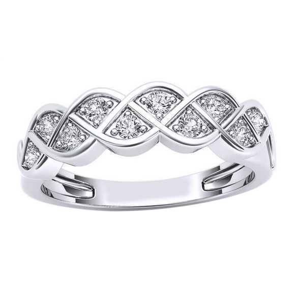 AFFY White Natural Diamond Braid Ring in 10k White Gold