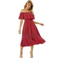 thumbnail image 1 of Vestido maxi Allegra K encaje volantes rojo S, 1 of 6