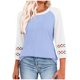 thumbnail image 2 of Top boho,Blusa informal de manga 3/4 para mujer, cuello redondo, estampado, mezcla de poliéster y elastano, corte holgado para estar en casa, sopatenor, 2 of 8