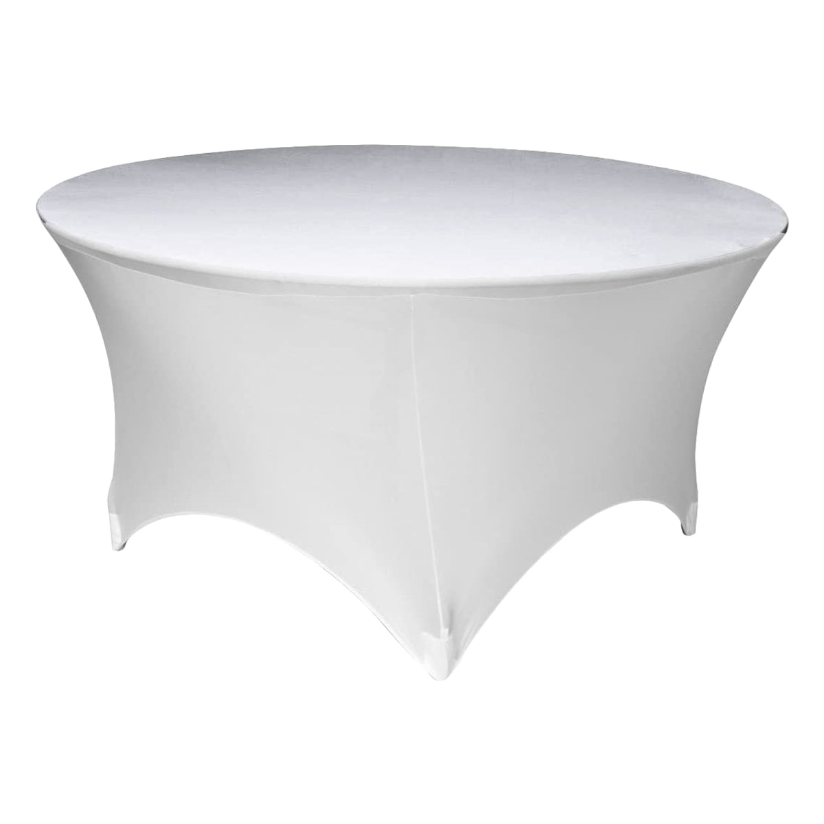 6 Pack - 60 Inch Round White Spandex Tablecloths, Fitted & Stretchable For Wedding, Banquet, Party