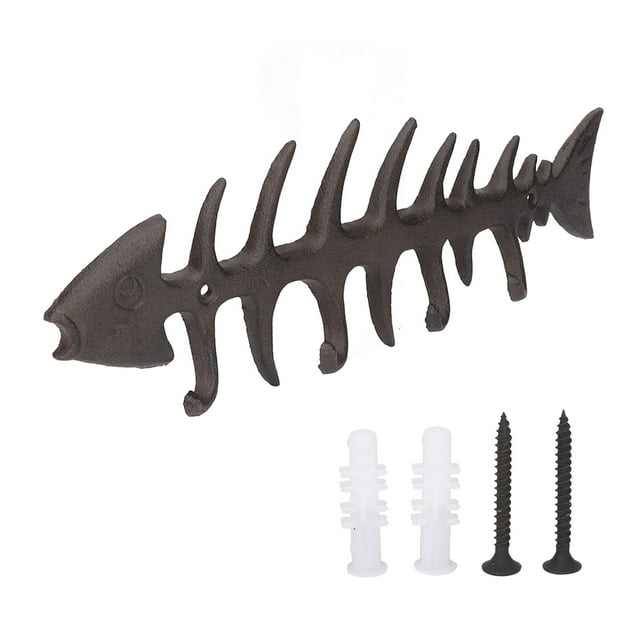 Hand Towel Holder, Wall Mounted Fish Bones Towel Rack Easy Installation 4 Hooks For Home Type 2 14.2x4.3x0.4in