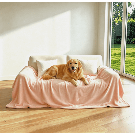 Pink Dog Blanket 59"x78" Ultra-Soft Fleece - Washable Pet Throw for Medium to Large Dogs, Comfortable Flannel Blanket for Couch Bed Furniture Protection & Daily Use