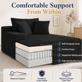 thumbnail image 2 of 67" Corduroy Boneless Chaise Sofa Couch for Living Room, Wide Armrest Lounge Chair, Indoor Oversized Sleeper Sofa Bed, No Assembly Required, Black, 2 of 9