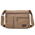 thumbnail image 1 of Bolso tipo cartera ligero bandolera informal cruzado para hombre lona gran capacidad múltiples bolsillos escolar, 1 of 6