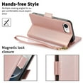 thumbnail image 4 of Compatible with iPhone 16e Wallet Case with Credit Card Holder & Cash Slot, RFID Blocking Durable PU Leather Flip Magnetic Protective Stand Cover Wrist Strap Women Men,Rosegold, 4 of 7