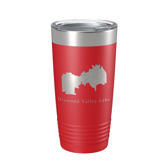 Diamond Valley Lake Map Tumbler Travel Mug Insulated Laser Engraved Coffee Cup California 20 oz Red