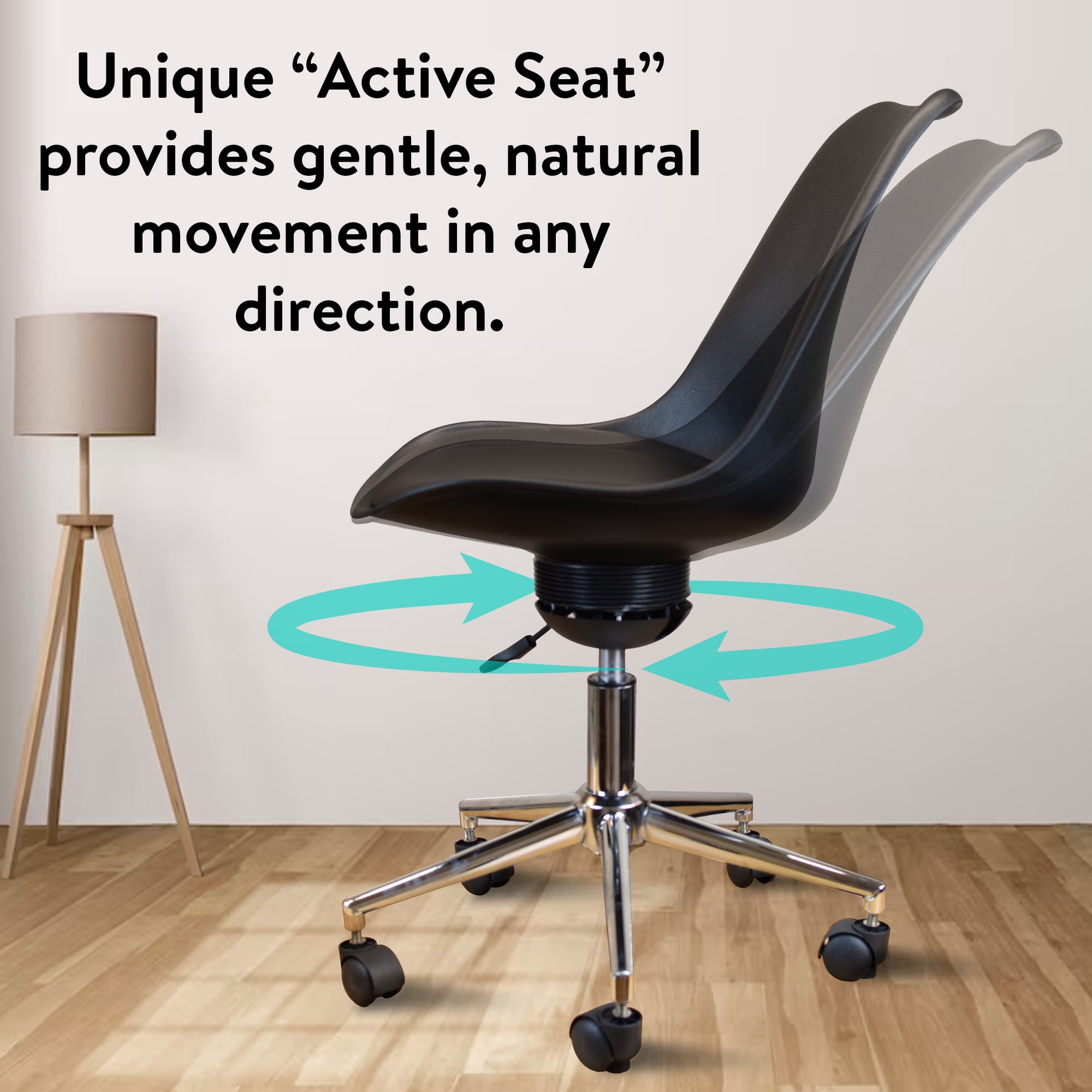 Active Task Chair with Wheels – Armless Ergonomic Desk Chair with Balance Seat, Adjustable Tall Office Chair for Standing Desk or Home Office
