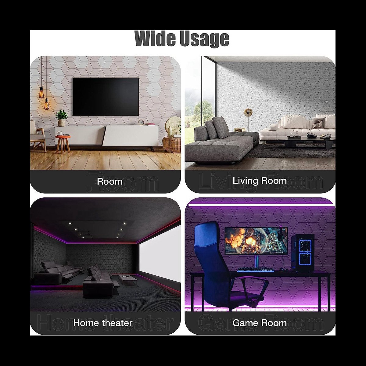 12Pcs Self-Adhesive Acoustic Panel Hexagon Y-Lined Sound Proof Panel Noise Insulation High Density Fireproof Wall Panels