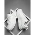 thumbnail image 1 of Men's Solid Color Grey Lace-up Front Sports Skate Shoes, Minimalist Style Round Toe Thick Bottom Height Increasing Athletic Shoes, 1 of 4